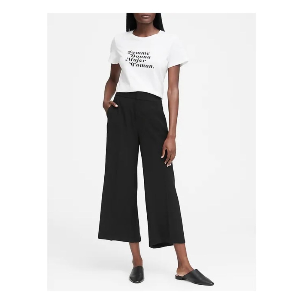 High-rise wide-leg cropped pant - Black - 2 Short